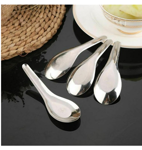 Cuillère à soupe en acier inoxydable de qualité alimentaire, faite à la main, motif floral martelé, manche court, lot de 6 cuillères à soupe - Product Image 6