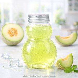 500ml PET Gourd Plastic <b>Bottle</b> with Screw Lid for Milk Tea Juice <b>Coffee</b> Export to Asia America - Product Image 1