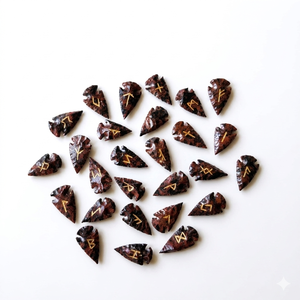 High quality mahogany obsidian arrowhead rune <b>set</b> <b>Crystal</b> Rune Wicca Energy natural stone for Divination and Intuition seller - Product Image 3