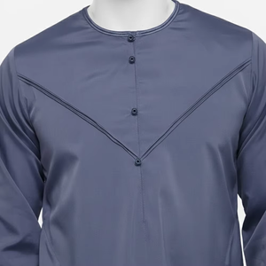 Wholesale Premium Cotton Stand Collar Modest <b>Men's</b> Loose Fit <b>Thobe</b> Islamic Eid Plus Size Floor Length Short Sleeve Quick Dry - Product Image 4