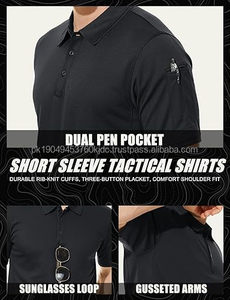 Camiseta de Color Sólido para Hombre, Camisa de Golf de Manga Corta Transpirable y Secado Rápido, Camiseta Táctica de Piqué - Product Image 3