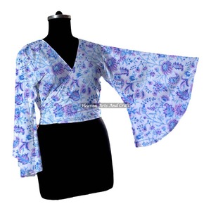 Nuevo Kimono de Algodón para Mujer 2026, Top Cruzado con Mangas Largas Acampanadas, Transpirable, Estampado a Mano, Ideal para la Playa - Product Image 2