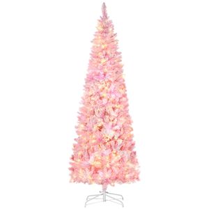 Albero di Natale Artificiale da 2,3 m con 350 Luci LED Rosa, Albero Pre-Illuminato con 700 Rami, Base Staccabile in Materiale PE, 210 cm - Product Image 1