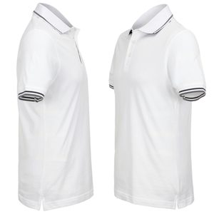 Chemise blanche à manches courtes pour homme, couleur unie, style décontracté, coupe classique, tissu piqué tricoté, 100 % polyester, service OEM frontal - Product Image 3