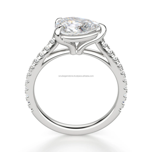 แหวนหมั้นเพชรทรงหยดน้ำและทรงกลม เงินแท้ 925 ชุบทอง ได้รับการรับรองจาก IGI ของขวัญแหวนแต่งงานสำหรับผู้หญิง - Product Image 3