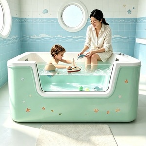 <span class=keywords><strong>Baignoire</strong></span> Spa Bébé Moderne Autoportante avec Design Rectangulaire et Massage Hydrothérapeutique pour le Bain des Tout-Petits - Product Image 6