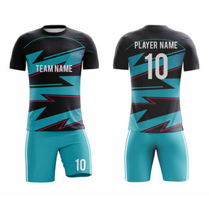 Conjunto de Camiseta de Fútbol para Hombre, Color Negro y Verde Azulado, Estampado Sublimado, Absorbe la Humedad, Manga Corta, Corte Atlético, para Todas las Temporadas, Nombre del Equipo, Jugador Número 10 - Product Image 1