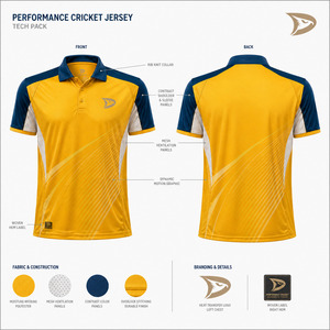 Wholesale Men Cricket Jersey Custom Logo <b>Polyester</b> Moisture Wicking Breathable Sportswear Team <b>Shirt</b> - Product Image 6