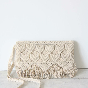 Handcrafted Macrame Fringe Beads and Silk Durable Foldable Clutch with Magnetic Closure <b>for</b> Women - Product Image 6