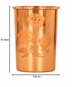 Pure Copper Water <b>Glass</b> with Magical Floral Engraved Design Handmade Copper Drinking <b>Tumbler</b> Elegant Metal Drinkware for Home - Product Image 2