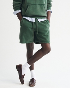 Men Green Cotton Fleece Shorts <b>Elastic</b> Waist Drawstring Casual Sweat Shorts Soft Comfortable Summer Shorts OEM ODM Factory - Product Image 2