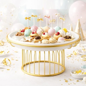 Base para Pastel de Aluminio Premium con Bandeja Blanca y Base con Acabado Dorado, Elegante Pedestal para Exhibición de Postres, Pasteles y Cupcakes - Product Image 2