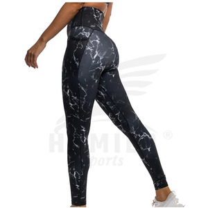 Custom New Design High Waist Quick Dry Yoga <b>Leggings</b> Solid <b>Pattern</b> with Elastic Waist Closure Customizable OME Service Pant - Product Image 2