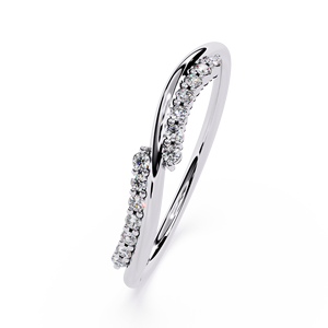 Bague de fiançailles pour femme en or blanc avec diamant taille brillant rond certifié GIA, style classique, sertie pavé - Product Image 2
