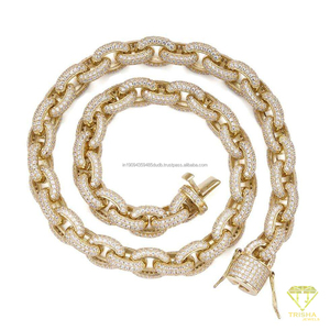 Chaîne cubaine en argent sterling 925 sertie de diamants moissanite, bijoux de luxe hip-hop pour hommes - Product Image 3