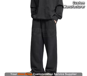 Men's Loose Cotton Track Pants <b>Drawstring</b> Closure Breathable Quick Dry Eco-Friendly Lightweight Casual Oversized Fit Straight - Product Image 3