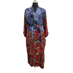 ชุดเดรสสไตล์อินเดียสำหรับผู้หญิง,ชุดกิโมโนผ้าไหมพร้อมกระเป๋าเสื้อเสื้อคลุมกิโมโนผ้าไหมชุดเดรสคริสต์มาสของขวัญสำหรับใส่ในฤดูร้อน - Product Image 1