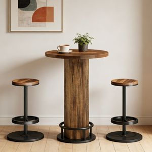 Tavolo da Bar Pieghevole dal Design Moderno per Casa, Hotel, Esterni, Caffè, Seminterrati, Eventi, Feste, Banchetti in Legno e Ferro - Product Image 4