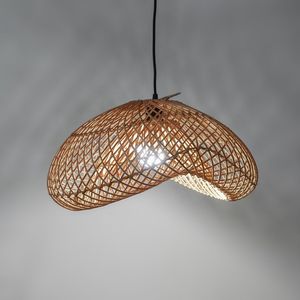 Lustre suspendu artisanal en bambou tressé à bords ondulés, style bohème, pour salon, vente en gros - Product Image 2