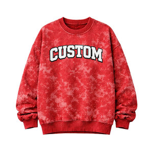 OEM Custom Printed Red Acid Wash <b>Sweatshirt</b> Oversized Fit Crew Neck Pullover Soft Cotton Blend Casual Streetwear Apparel - Product Image 2