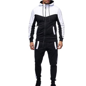 Men's Olive Green Color Block Hooded <b>Tracksuit</b> Full Zip Sweatshirt And Pants Set Casual Sport Wear Autumn Outfit - Product Image 4