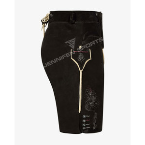 Pantalones Cortos Bávaros de Cuero para Hombre, Estilo Urbano, Oktoberfest, Cuero Vacuno, Cintura Media, Transpirables - Product Image 4