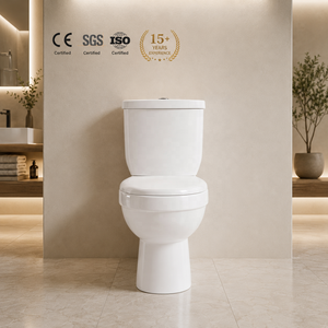Inodoro de Dos Piezas con Taza Alargada, Descarga por Gravedad, Montaje en Suelo, Cerámica, Diseño Contemporáneo, S-Trap, Ecológico, Fácil de Limpiar - Product Image 5
