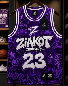 Wholesale Direct Ziakot Industry Custom <b>Graffiti</b> Pattern Light Blue-White Round Neck Sublimation Basketball Uniform Jersey - Product Image 6