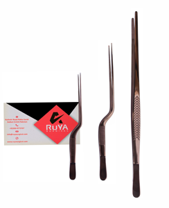 Ensemble de pinces à épiler droites et coudées en acier inoxydable, 3 pièces, poignées antiadhésives, compatibles lave-vaisselle, résistantes à la chaleur, durables, couleur or rose - Product Image 1