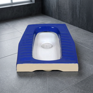 Vistaar Blue Standard Cuvette WC en céramique à double couleur, style oriental, pour salle de bain, articles sanitaires, Inde - Product Image 1