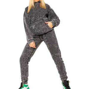 ชุดวอร์มสไตล์ทนทานแบบย้อมสีเอซิด เนื้อผ้านุ่ม สวมใส่สบาย เหมาะสำหรับการเดินทางและชุดลำลอง ดีไซน์ทันสมัยแบบย้อมสีเอซิด - Product Image 1