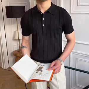 Polo en soie glacée pour homme, été 2025 |   T-shirt Business Slim Fit |   Haut en tricot respirant pour la vente en gros et l'exportation - Product Image 4