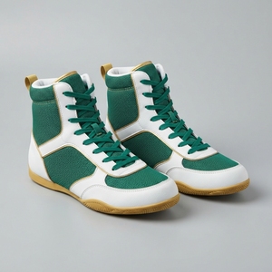 Zapatos de Práctica de Boxeo para Hombre y Mujer, Ligeros, de Caña Alta, Transpirables, de Cuero, con Suela Antideslizante Flexible, para Entrenamiento en Gimnasio, Personalizados - Product Image 1
