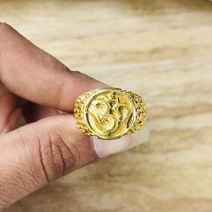 Bagues ethniques tendance Om en laiton plaqué or 18 carats pour hommes, bagues tribales spirituelles, signet yoga, bijoux vintage, vente en gros/OEM/ODM - Product Image 3