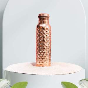 Striped Satin <b>Copper</b> Water <b>Bottle</b> Contemporary Metal <b>Drink</b> Flask Reusable Wellness <b>Bottle</b> Custom Logo OEM ODM Supplier - Product Image 5