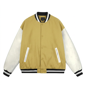 เสื้อแจ็คเก็ต Letterman แบบกำหนดเองสำหรับมหาวิทยาลัย คอตั้ง ผ้าขนสัตว์ผสม กันลม ระบายอากาศได้ดี สำหรับผู้ชาย ขายส่ง สไตล์ไฮสตรีท ผ้าฝ้าย 100% - Product Image 6