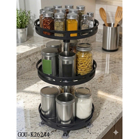 Organizador de Especias de Cocina Multifuncional Redondo de Hierro Moderno de 3 Niveles con Rotación de 360 Grados