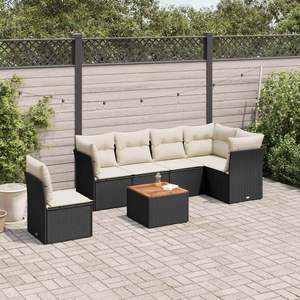 Conjunto de Sofás Modulares Grandes de Ratán PE Negro para Jardín, Muebles de Exterior Elegantes y Duraderos - Product Image 1
