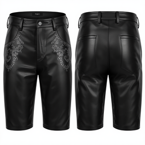 Pantalones Cortos Tradicionales Bordados para Hombre, Estilo Bávaro, Color Negro, para el Oktoberfest, Estilo Alpino Premium - Product Image 1