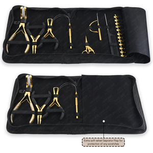 Ensemble de pinces d'extension de cheveux Micro perle couleur or pince d'extension de cheveux en acier inoxydable outil de crochet de peigne à boucle de traction de cheveux - Product Image 5