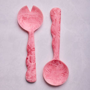 Ready to Sale Resin Salad <b>Serving</b> Spoon Set Two Tone Marble Design <b>Serving</b> Utensils for Kitchen Dining Table - Product Image 3