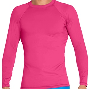 Custom Men Long Sleeve Rash Guard Pink Unisex Swim Shirt UPF 50+ Sun Protection Quick Dry Breathable <b>Surf</b> Swimwear - Product Image 1