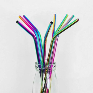 Kit de pailles réutilisables en métal, pailles droites et coudées en acier inoxydable avec outil de nettoyage - Product Image 4