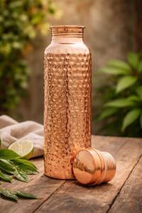 Bouteille d'eau en cuivre écologique faite à la main avec couvercle et poignée, réutilisable, design classique, pour le bureau et les voyages - Product Image 6