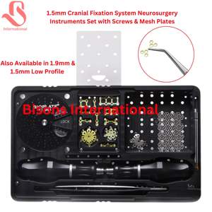 Système de fixation crânienne manuel en acier inoxydable BISONS pour neurochirurgie, 1,5 mm, avec vis et plaques en maille - Product Image 3