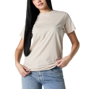 Camisetas de manga corta informales con cuello redondo para mujer con botón de logotipo bordado-Servicio OEM de LICRA/algodón de BD - Product Image 1
