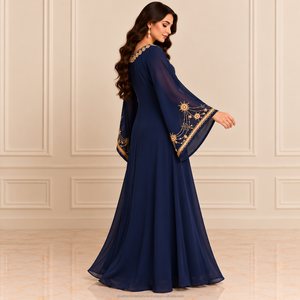 Robe Abaya de Luxe pour Femmes avec Manches Amples et Fluides et Embellissements Sophistiqués pour les Occasions Spéciales - Product Image 5