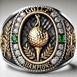 Bague en argent sterling plaqué rhodium avec zircone cubique pour le championnat d'équipe de golf - Product Image 6