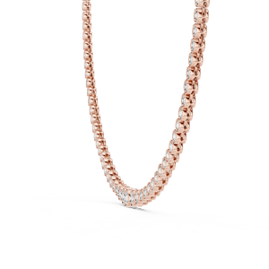 Collier chaîne tennis CLASSIQUE pour femme en or rose 18 carats plaqué rhodium, orné de diamants de laboratoire taillés certifiés, idéal pour les fêtes et mariages - Product Image 1