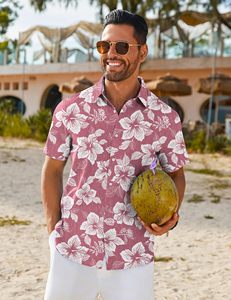 Classic <b>Beach</b> <b>Shirts</b> <b>Men</b> Summer Casual Cotton Linen Hawaiian Printed Button Down Short Sleeve Resort Vacation Holiday <b>Shirt</b> - Product Image 3